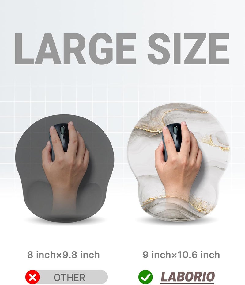 Laborio Ergonomic Mouse Pad Wrist Support, Comfortable Mouse Pad Wrist Rest, Relieve Wrist Pain Gel Mouse pad, Non-Slip Rubber Base Mousepad for Laptop, Computer(White Marble) - Image 4